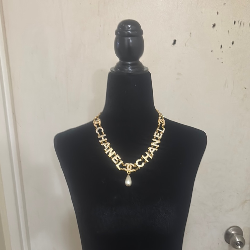 Authentic Chanel gold and crystals necklace